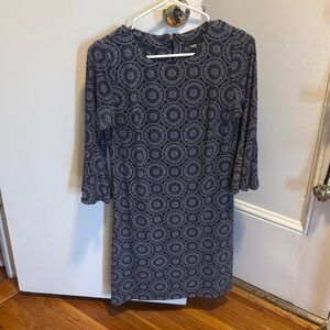 Tommy Hilfiger Navy Geometric Long Sleeve Dress
